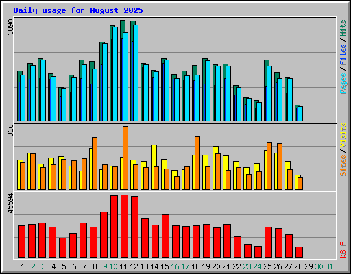 Daily usage for August 2025
